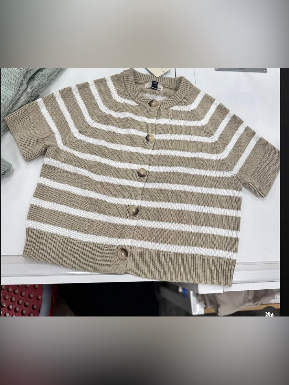Universal Thread Tan & White Striped Button Cardigan 100% Cotton L NWT